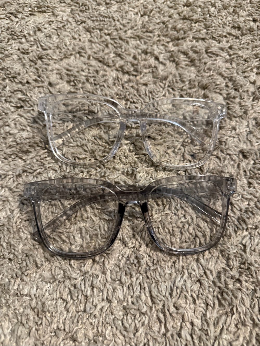 Clear and Smoke Transparent Square Glasses Duo